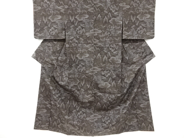 未使用品　寺院風景模様織り出し西陣伝承紬着物